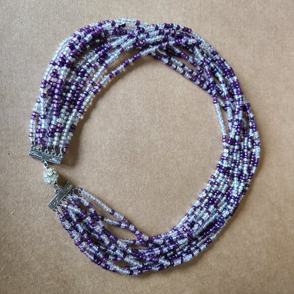 multi-strand beaded choker necklace - Picture 3 of 4